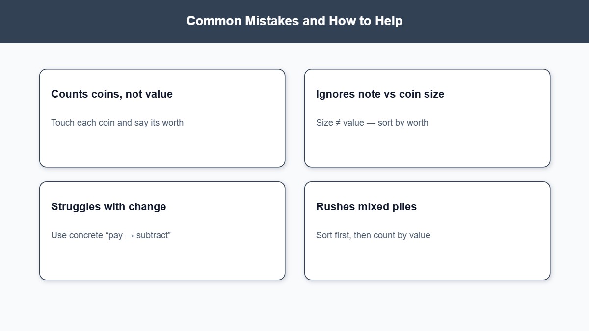 Infographic of common money learning mistakes and practical fixes