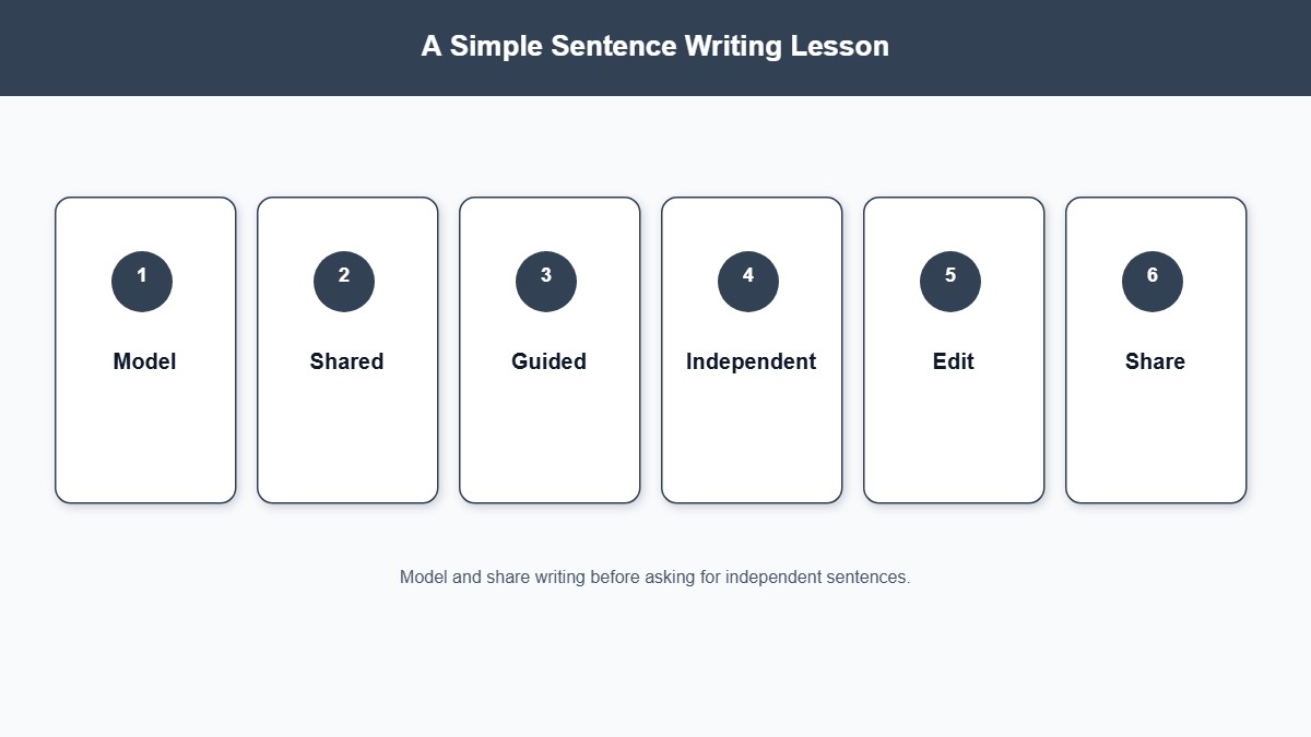 Six-part lesson structure for sentence writing