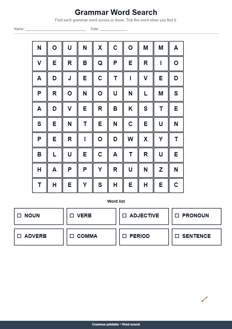 Grammar Word Search