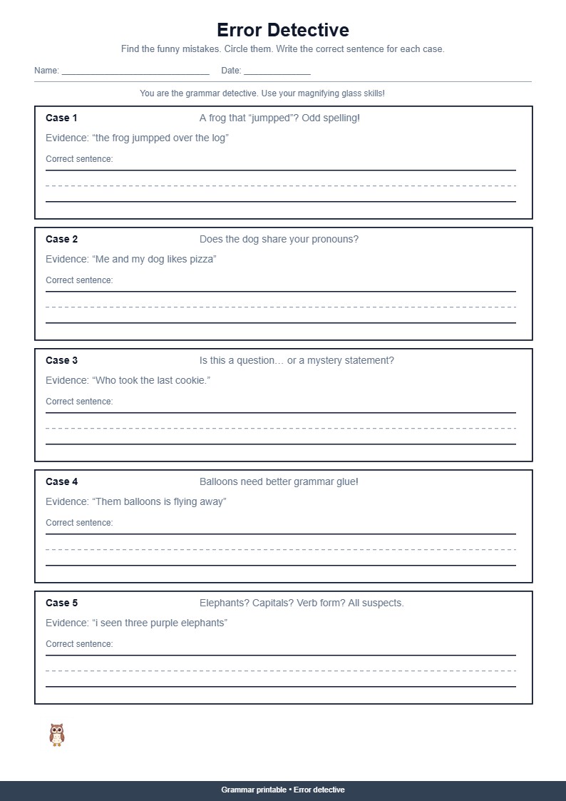 Grammar Error Detective Worksheet
