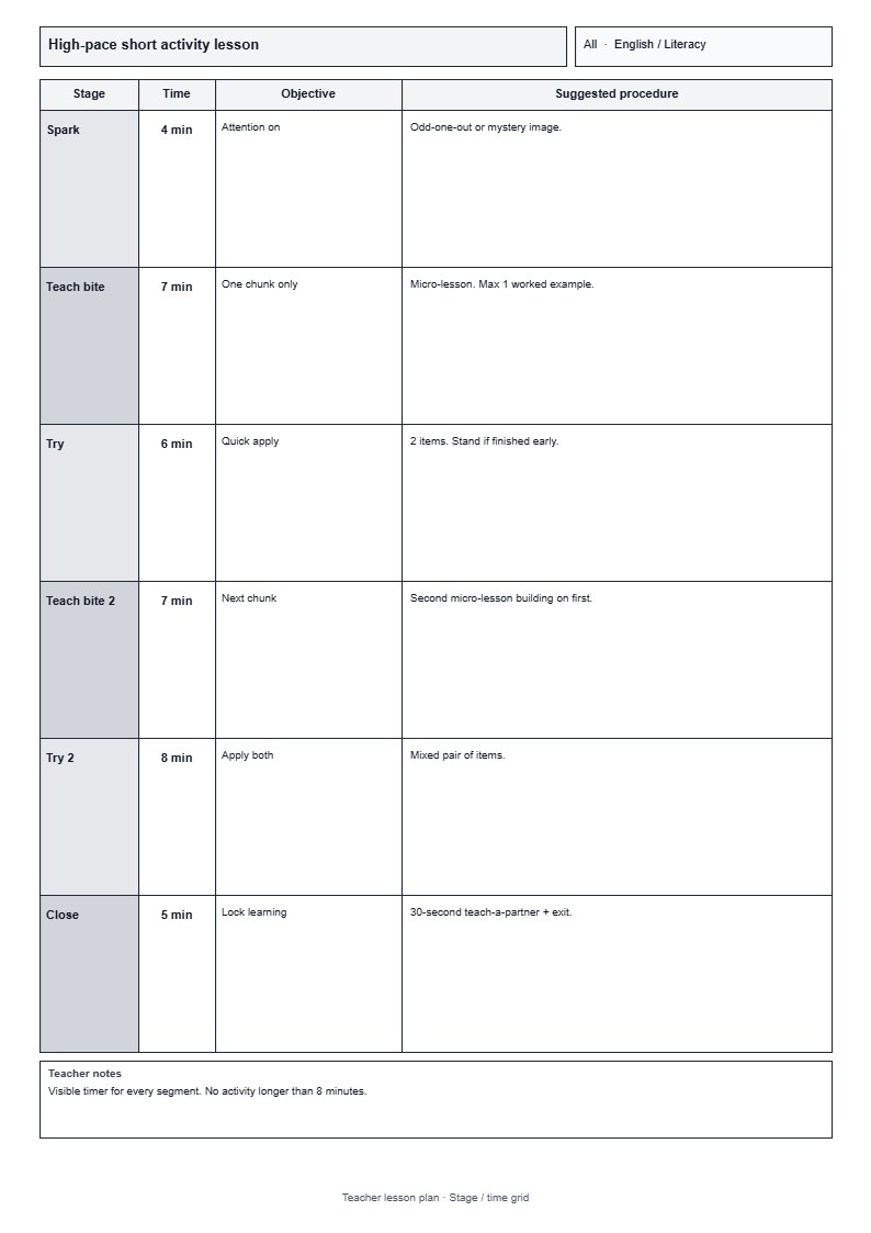 Lesson Plan 41: Short Engaging Activity Sequence