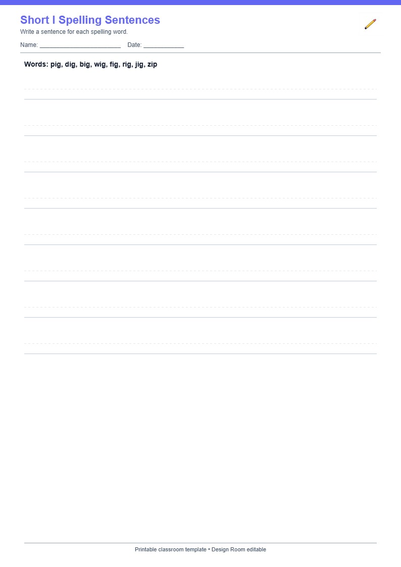 Short I Spelling Sentences