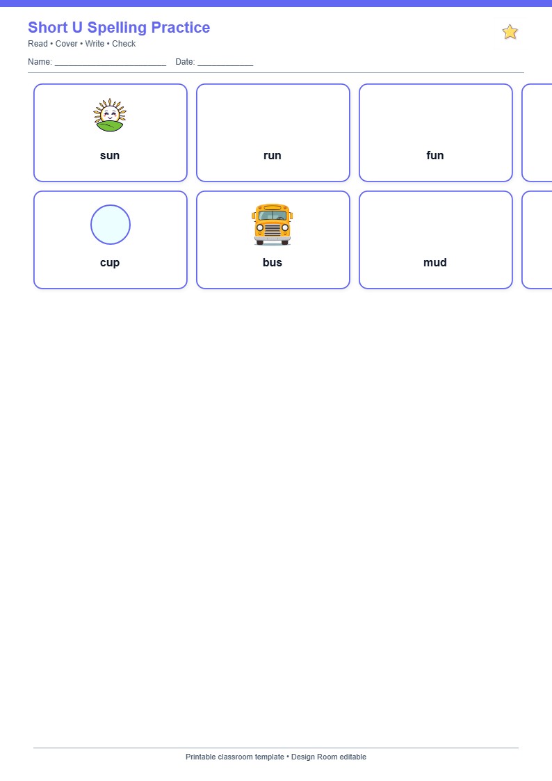 Short U Spelling Grid