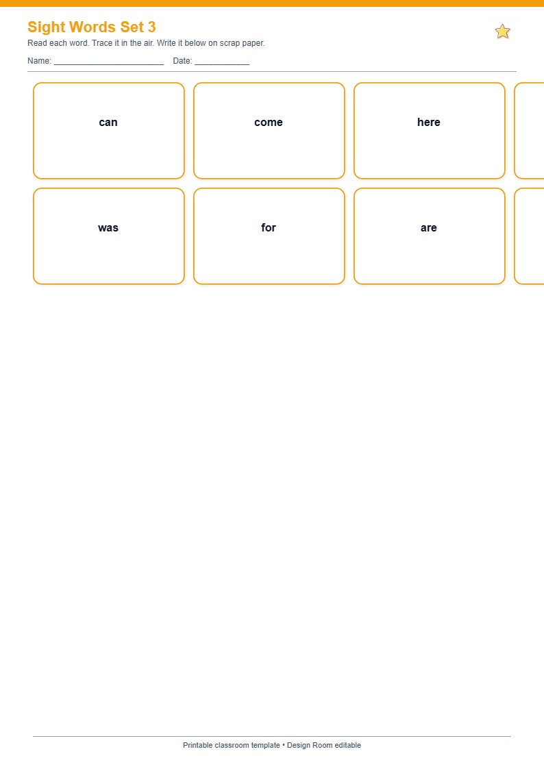 Sight Words Practice Grid 3