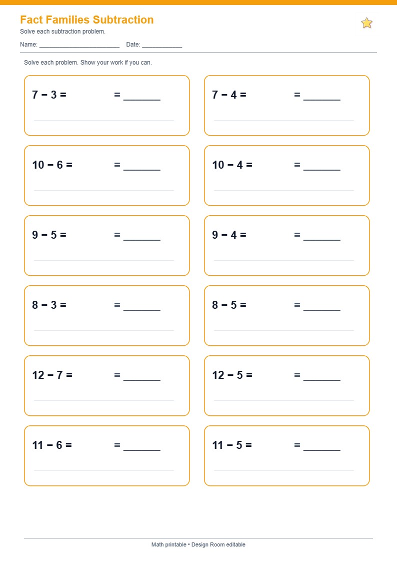 Fact Families Subtraction