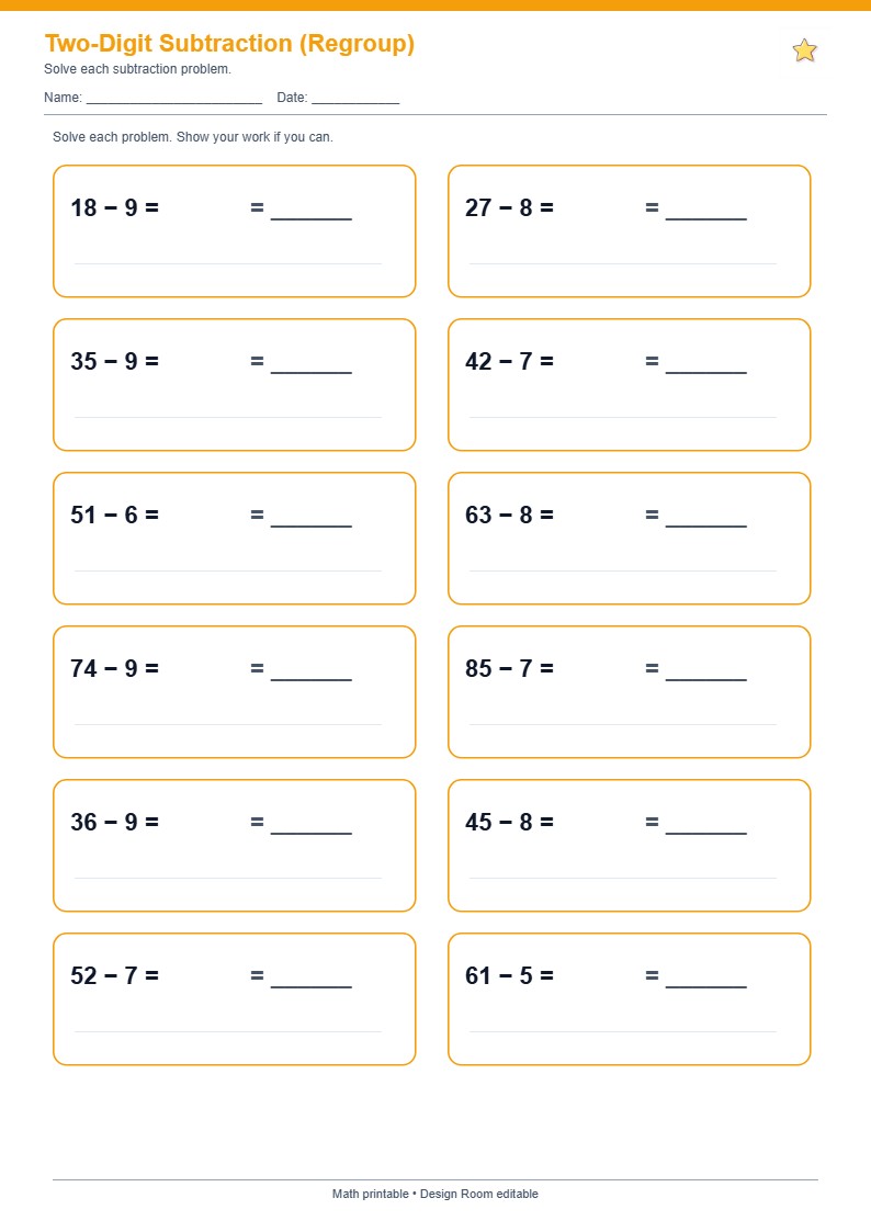 Two-Digit Subtraction (Regroup)