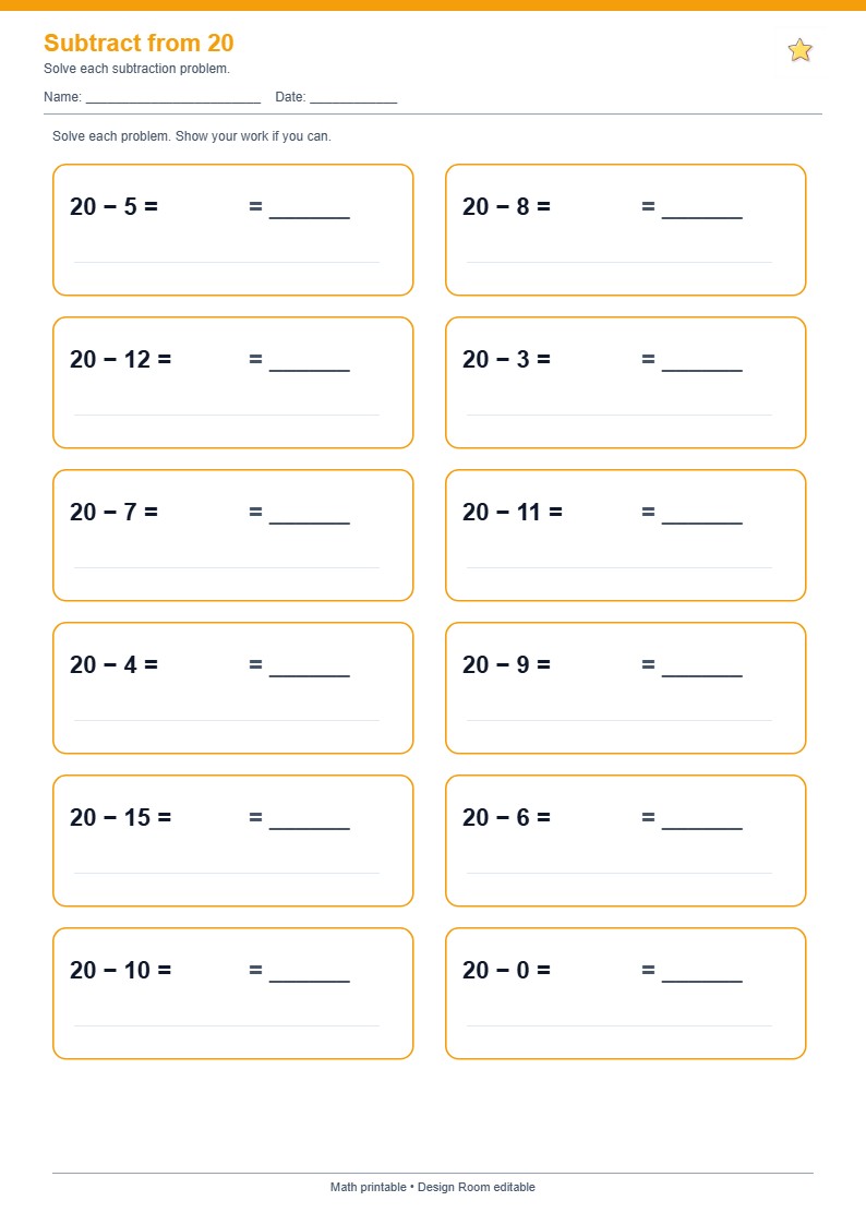 Subtract from 20