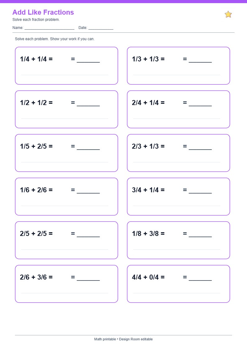 Add Like Fractions