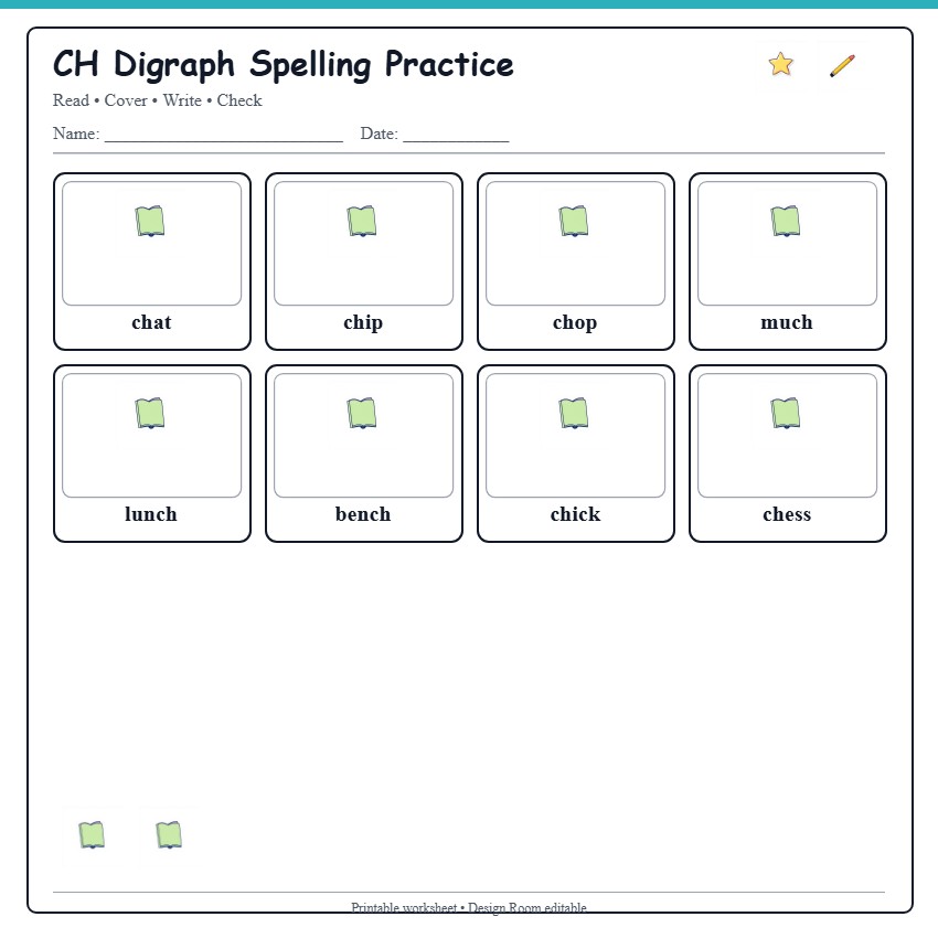 CH Digraph Spelling Grid
