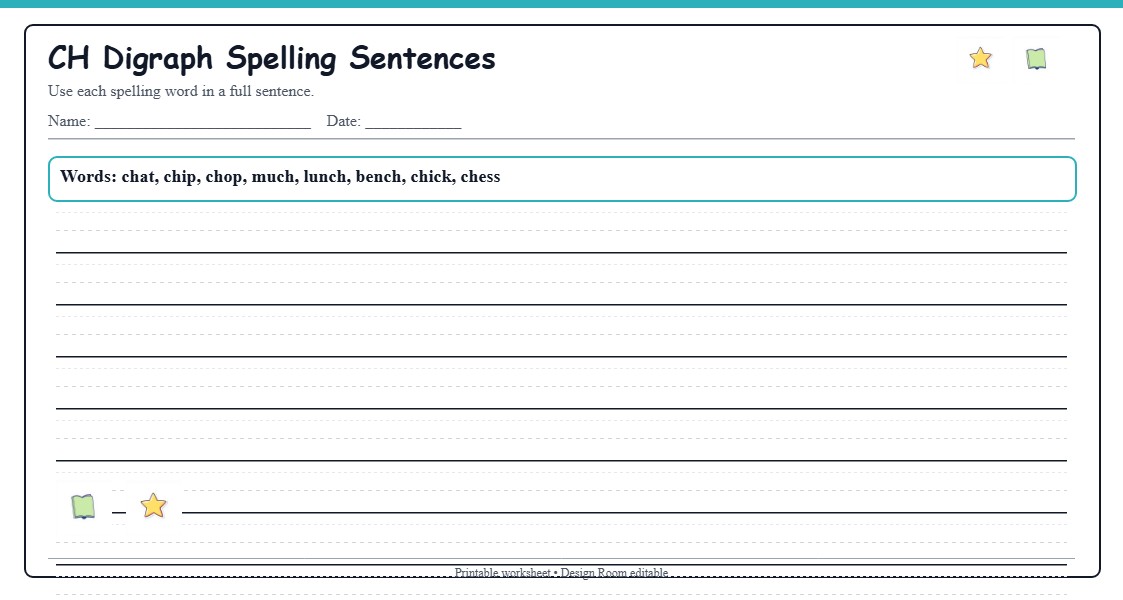 CH Digraph Spelling Sentences