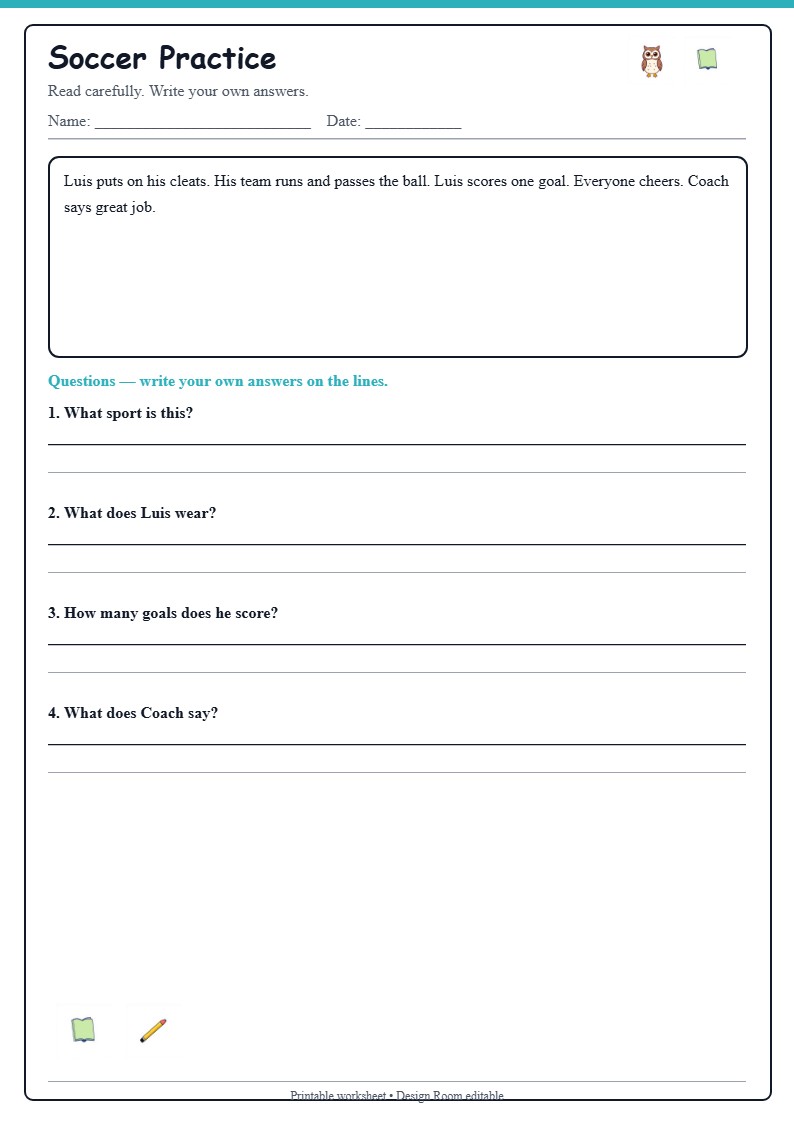 Soccer Practice — Comprehension