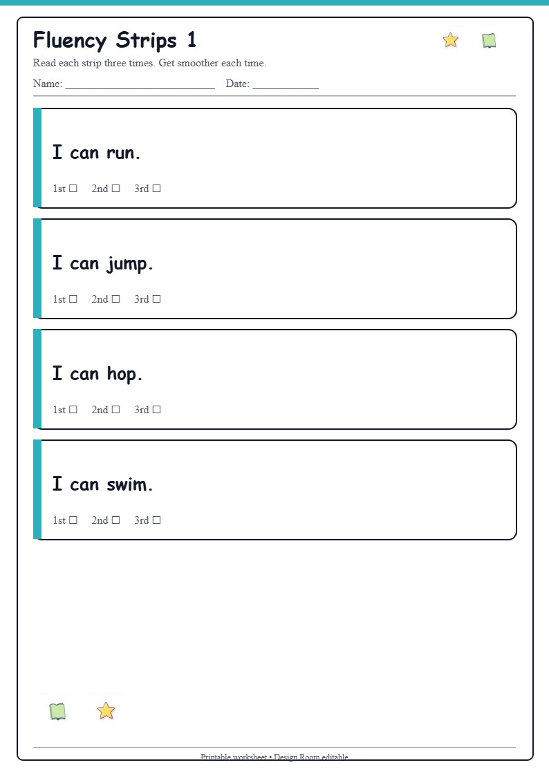 Reading Fluency Strips 1