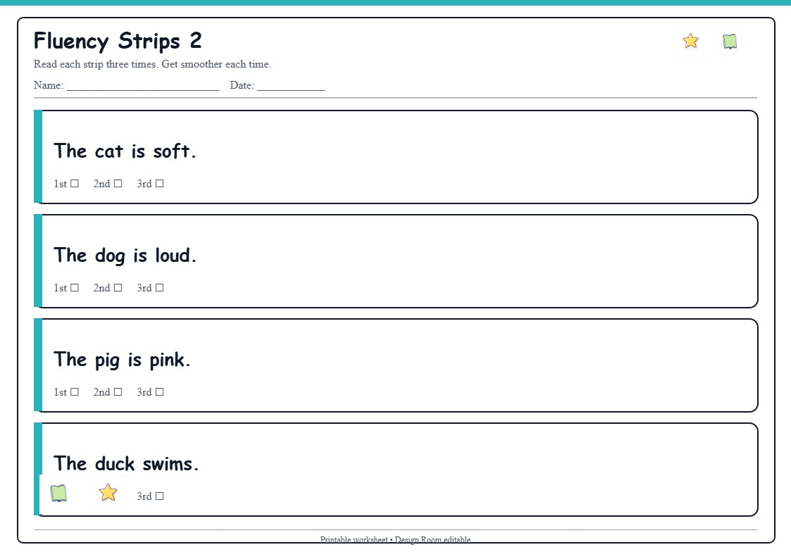 Reading Fluency Strips 2
