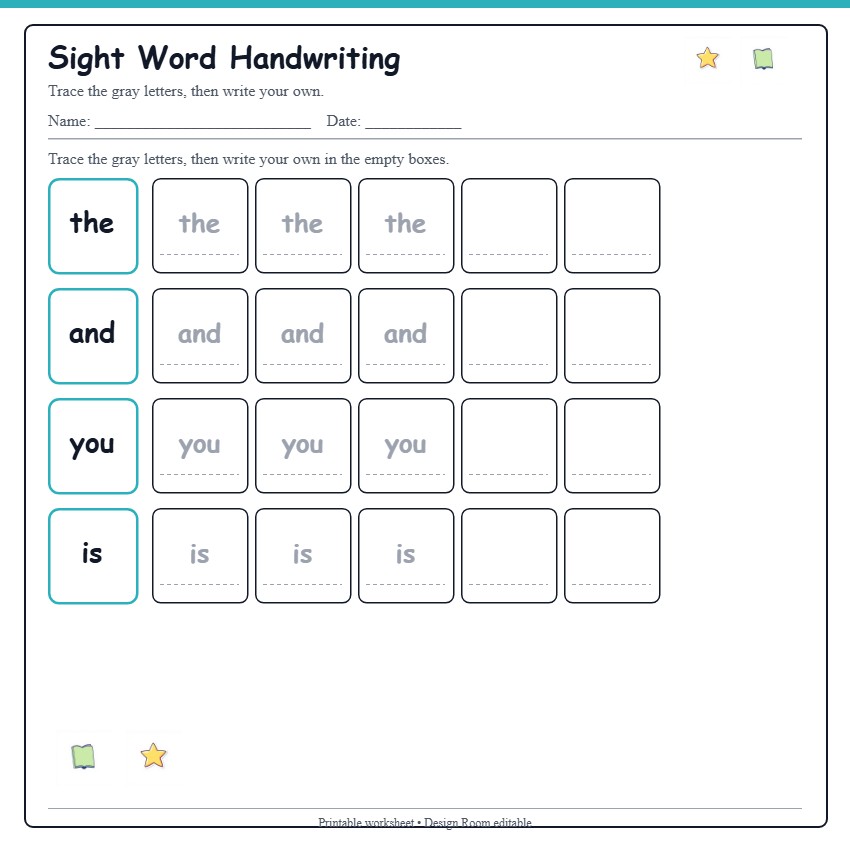 Sight Word Handwriting