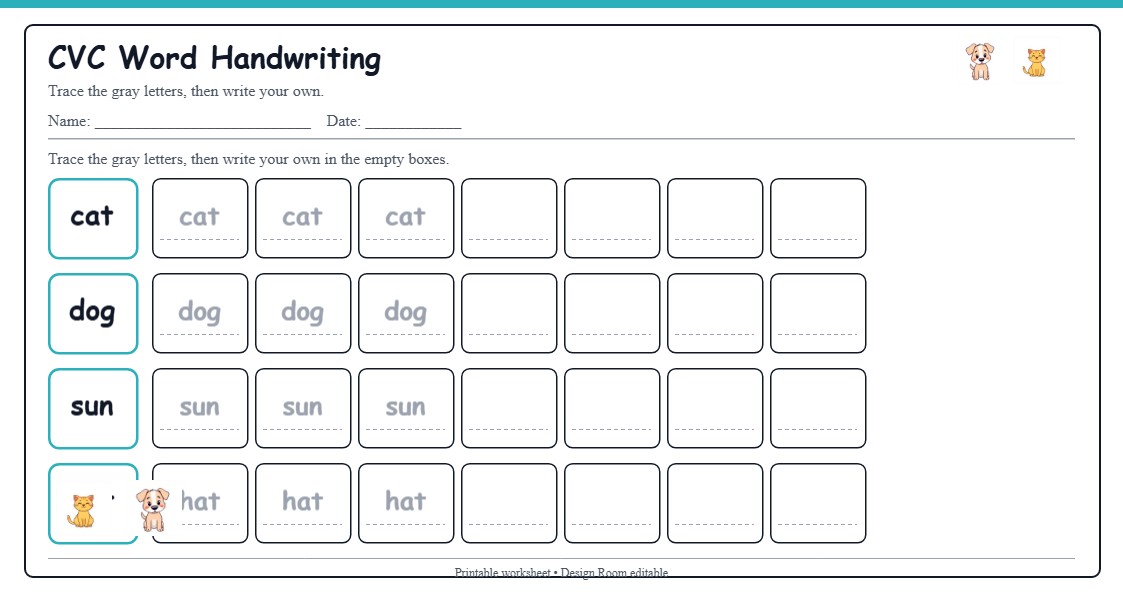 CVC Word Handwriting