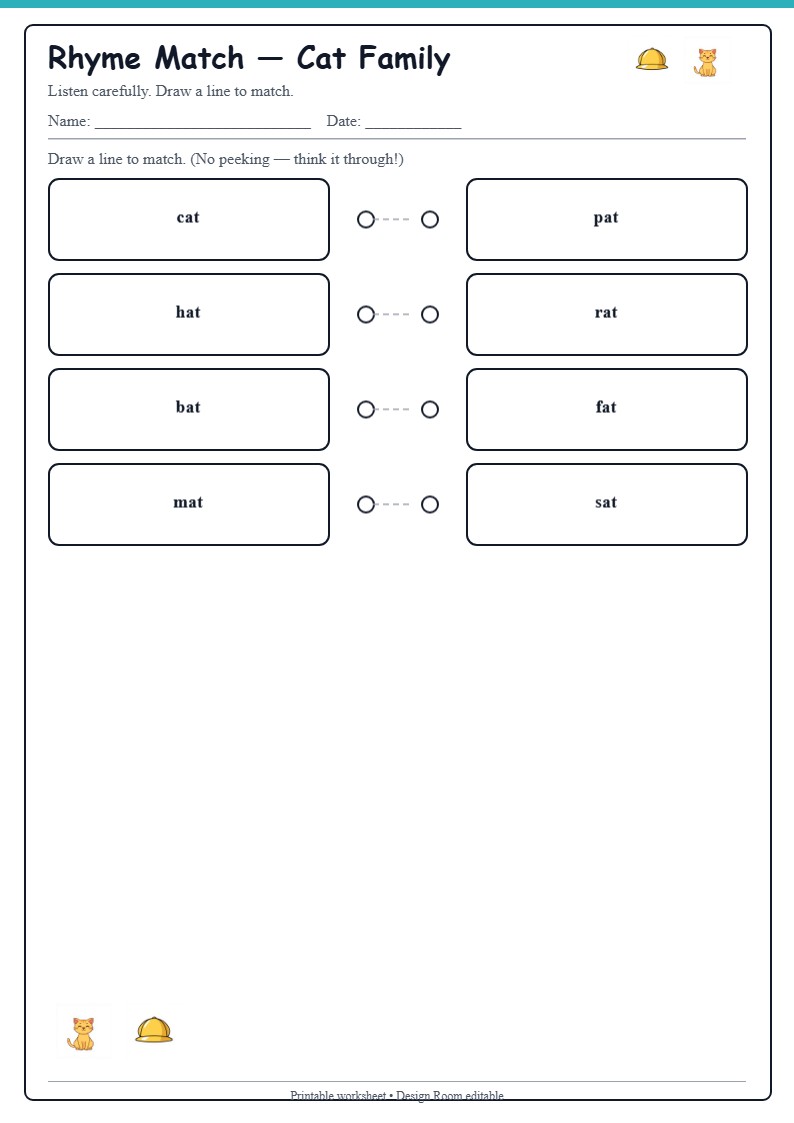 Rhyme Match — Cat Family