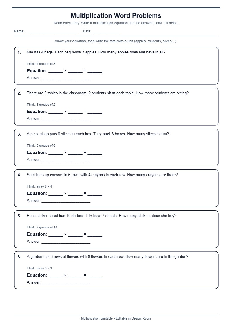 Multiplication Word Problems
